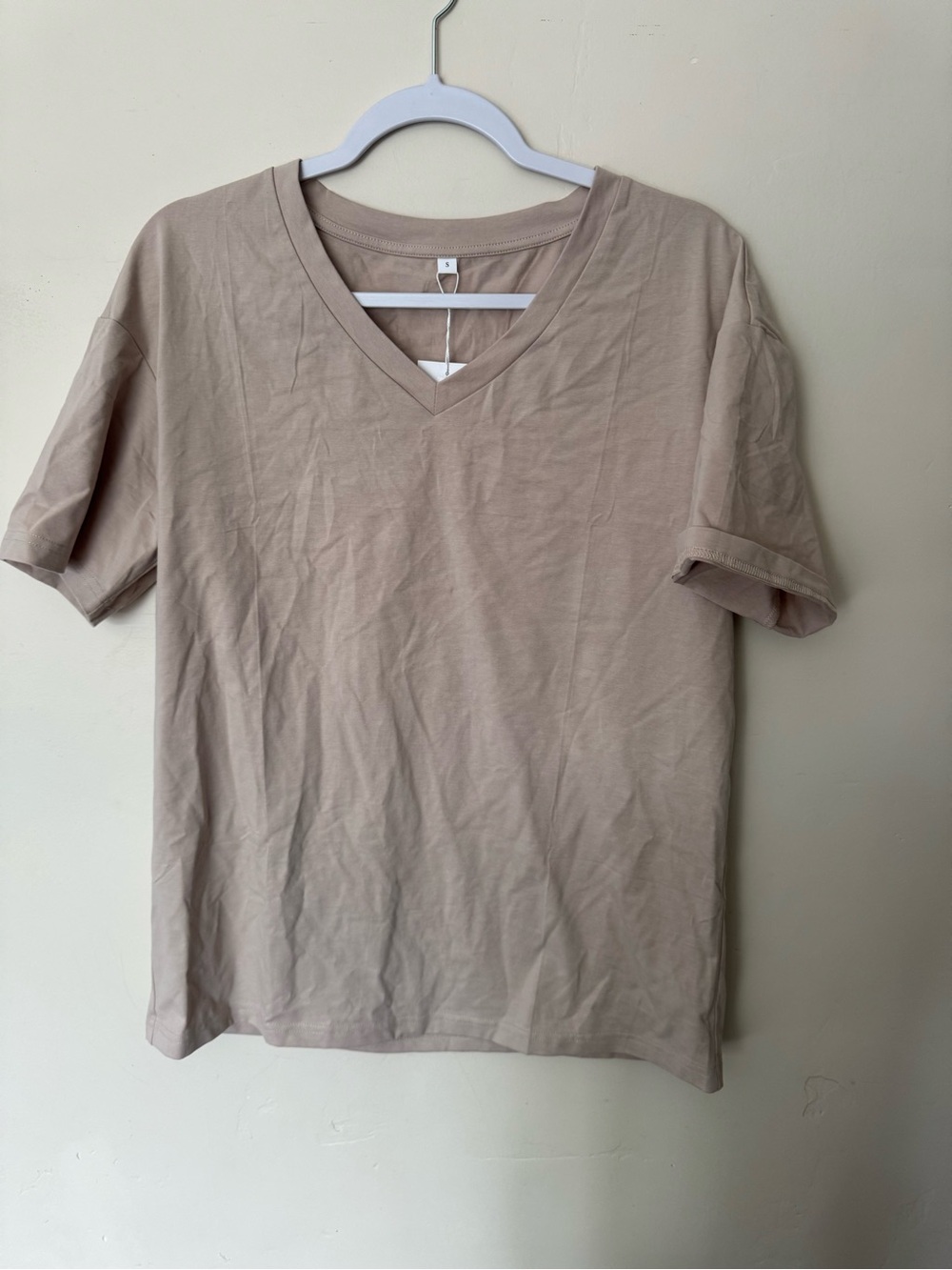 NWT Athmile V-Neck Short Sleeve Shirt - Taupe